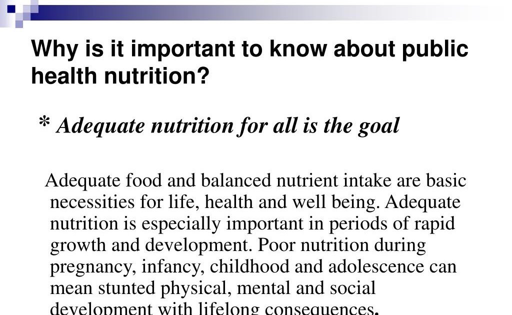 Importance Of Public Health Nutrition