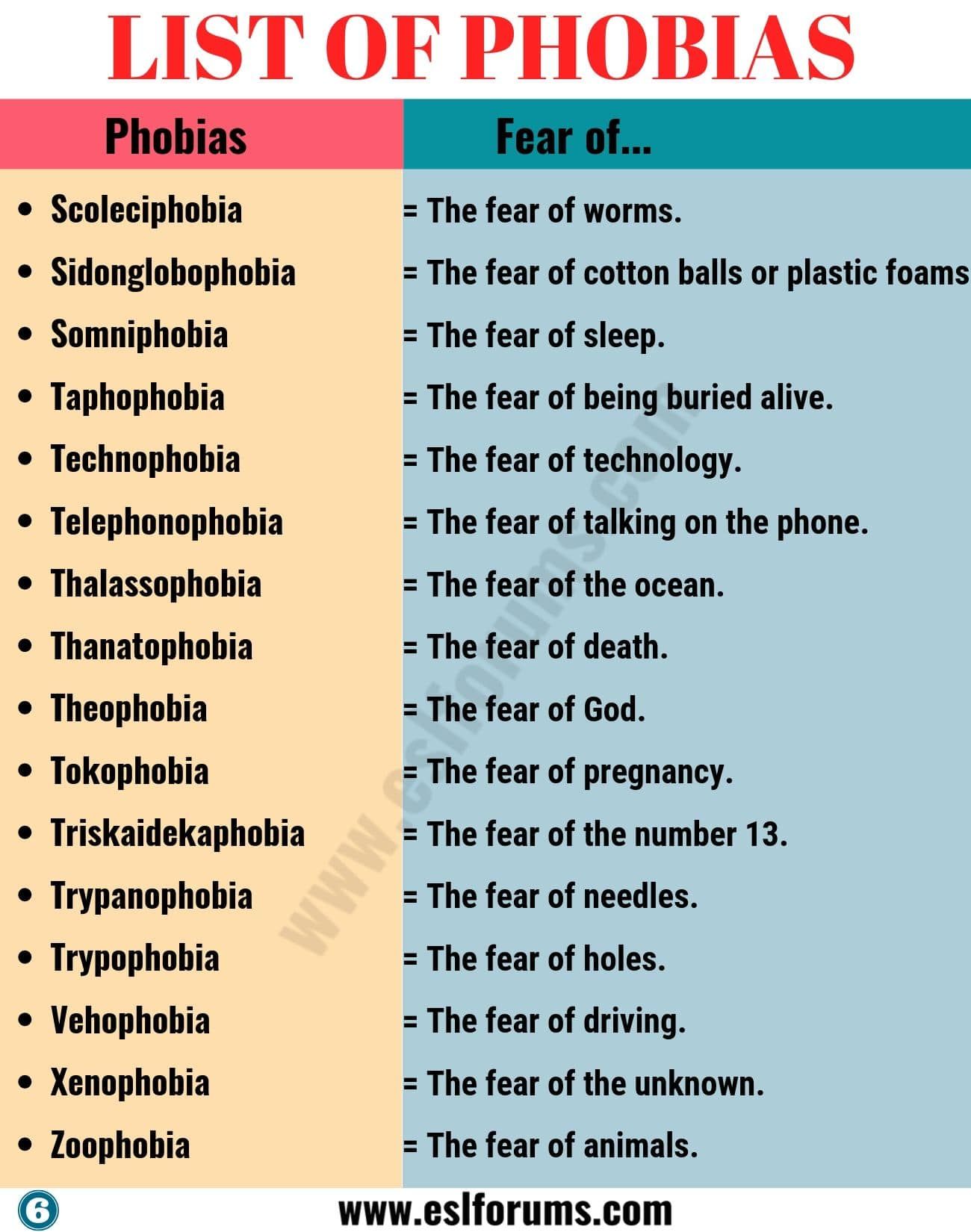 List of Phobias: Learn 105 Common Phobias of People around ...