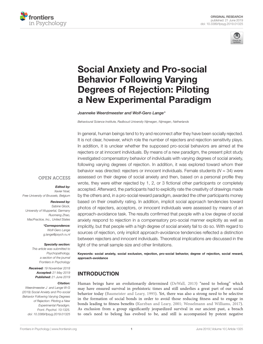 (PDF) Social Anxiety and Pro