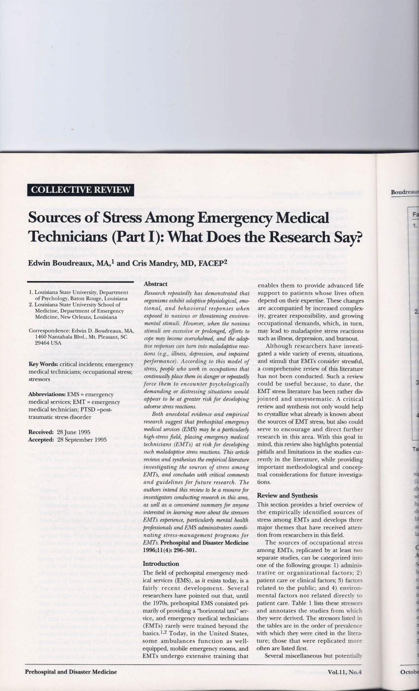 (PDF) Sources of Stress Among Emergency Medical ...