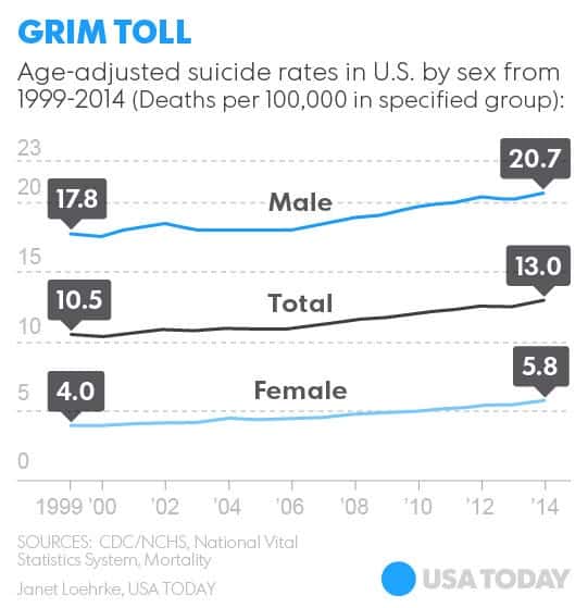 Suicide rate on the rise in U.S.